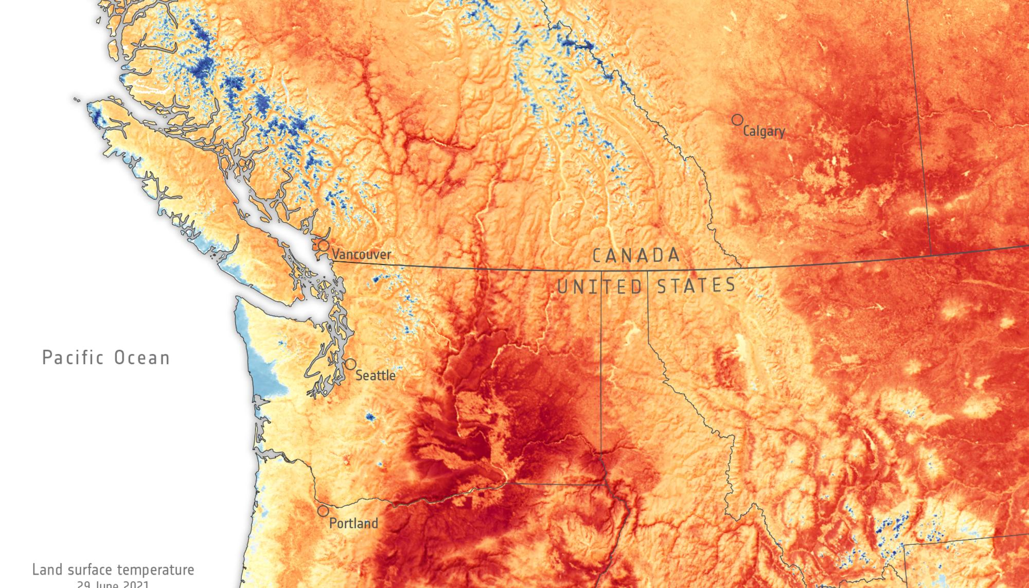 ESA ola de calor ee uu canada
